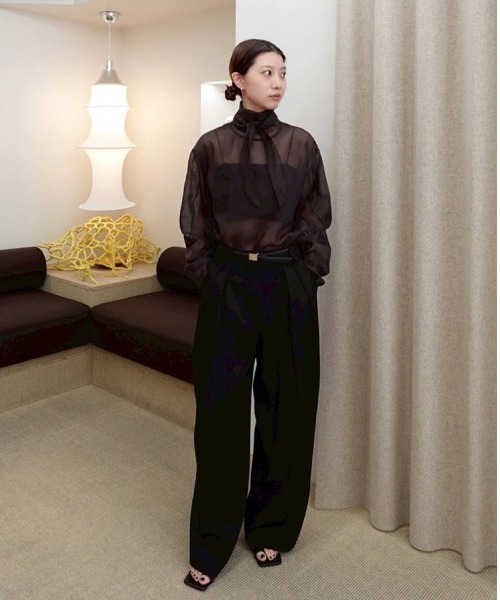 美品✨ TODAYFUL Roundhem Tie Blouse エクリュ Sheer Tie Blouse