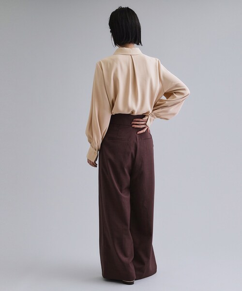 OPAQUE.CLIP(オペークドットクリップ)の「【es】ビックカラーブラウス【洗濯機OK】(シャツ/ブラウス・レディース・ライトベージュ/ネイビー・36/38)」の16枚目の写真