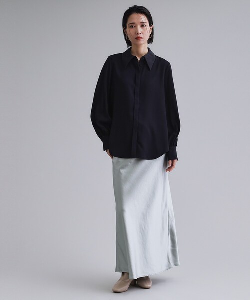 OPAQUE.CLIP(オペークドットクリップ)の「【es】ビックカラーブラウス【洗濯機OK】(シャツ/ブラウス・レディース・ライトベージュ/ネイビー・36/38)」の13枚目の写真