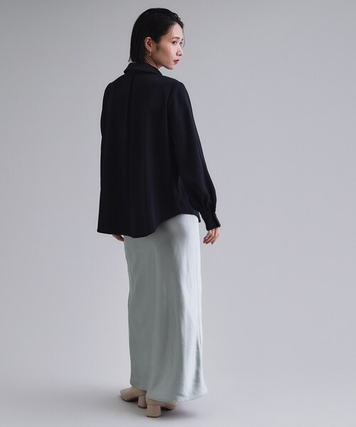 OPAQUE.CLIP(オペークドットクリップ)の「【es】ビックカラーブラウス【洗濯機OK】(シャツ/ブラウス・レディース・ライトベージュ/ネイビー・36/38)」の12枚目の写真