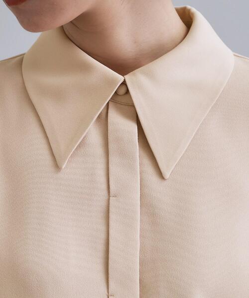 OPAQUE.CLIP(オペークドットクリップ)の「【es】ビックカラーブラウス【洗濯機OK】(シャツ/ブラウス・レディース・ライトベージュ/ネイビー・36/38)」の7枚目の写真