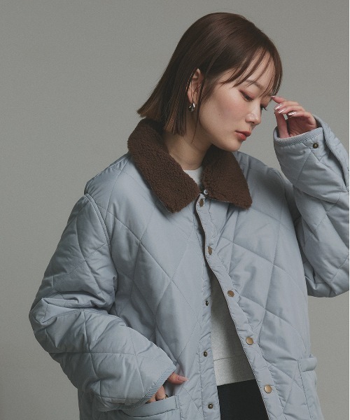 ad thie(アドティエ)の「バイカラー パデット キルトブルゾン(カバーオール・レディース・ブラック/ライトブルー/カーキ/ネイビー/アイボリー・FREE)」の22枚目の写真