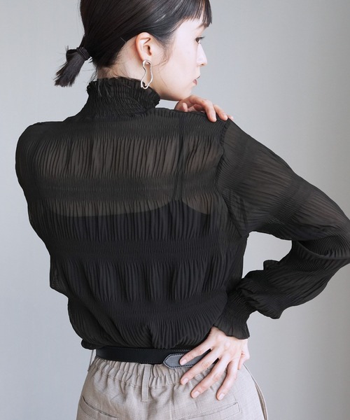 ✨美品✨ビアズリー ハイネック シアーシャツ ブラック チュニック