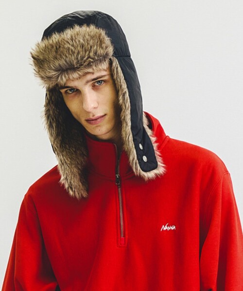 NANGA（ナンガ）の「【NANGA/ナンガ】AURORA TEX FUR FLIGHT CAP/オーロラテックス ファー フライトキャップ/ファー/ユニセックス/N2532-3A055Z（キャップ・メンズ・ブラック/ダークベージュ/グリーン系その他・フリー）」の2枚目の写真