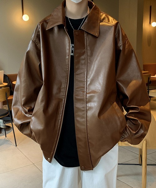 ブラウン レザー オーバーサイズジャケット e696ce77-6433-4253-88a5-