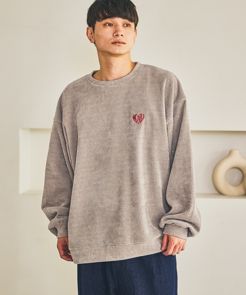 LAKOLE(ラコレ)の「刺繍カットモールプルオーバー / 595108(スウェット・メンズ・ブラック/ボルドー/アイボリー/ライトグレー/グリーン/ネイビー/ブラウン・X-LARGE/MEDIUM/LARGE)」の4枚目の写真