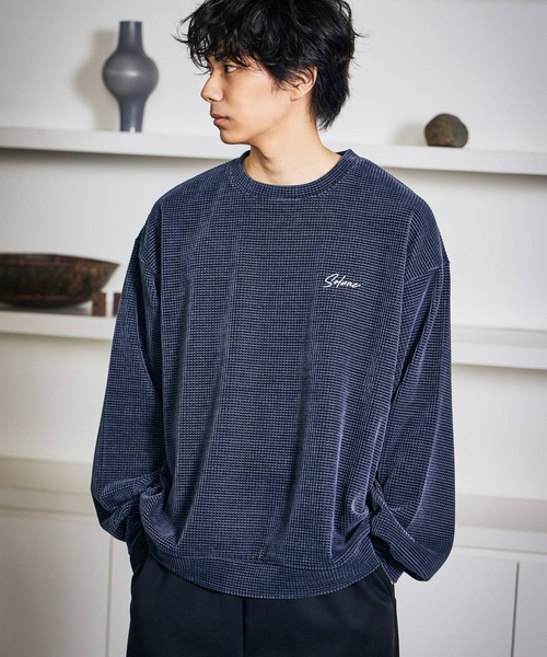 LAKOLE(ラコレ)の「刺繍カットモールプルオーバー / 595108(スウェット・メンズ・ブラック/ボルドー/アイボリー/ライトグレー/グリーン/ネイビー/ブラウン・X-LARGE/MEDIUM/LARGE)」の6枚目の写真