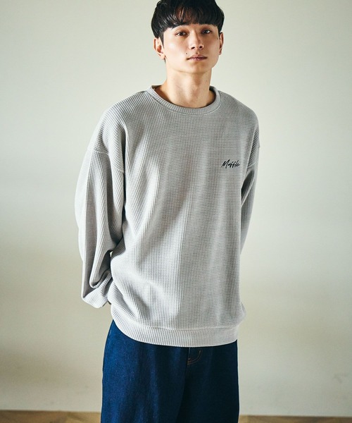 LAKOLE(ラコレ)の「刺繍カットモールプルオーバー / 595108(スウェット・メンズ・ブラック/ボルドー/アイボリー/ライトグレー/グリーン/ネイビー/ブラウン・X-LARGE/MEDIUM/LARGE)」の1枚目の写真