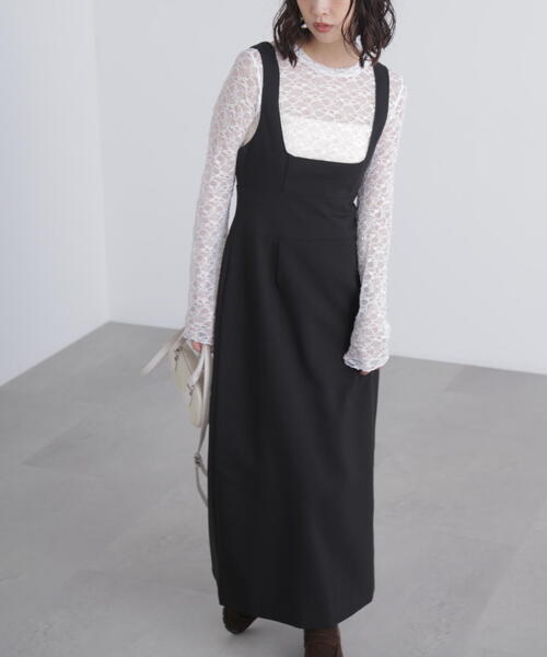 FREE'S MART（フリーズマート）の「◆スクープネックマキシジャンパースカート（ワンピース・レディース・グレー/ブラック・SMALL/MEDIUM）」の6枚目の写真