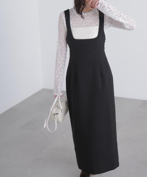 FREE'S MART（フリーズマート）の「◆スクープネックマキシジャンパースカート（ワンピース・レディース・グレー/ブラック・SMALL/MEDIUM）」の7枚目の写真