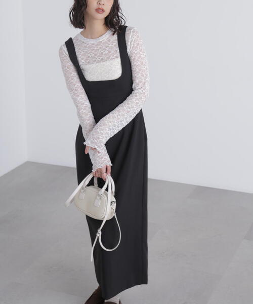 FREE'S MART（フリーズマート）の「◆スクープネックマキシジャンパースカート（ワンピース・レディース・グレー/ブラック・SMALL/MEDIUM）」の8枚目の写真