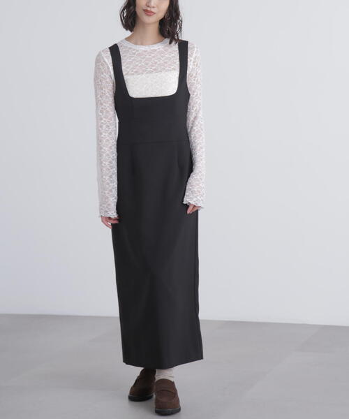 FREE'S MART（フリーズマート）の「◆スクープネックマキシジャンパースカート（ワンピース・レディース・グレー/ブラック・SMALL/MEDIUM）」の14枚目の写真