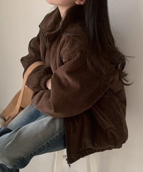 emi+（エミプラス）の「コーヂュロイ中綿ブルゾン（ブルゾン・レディース・ブラック/モカ・FREE）」の5枚目の写真