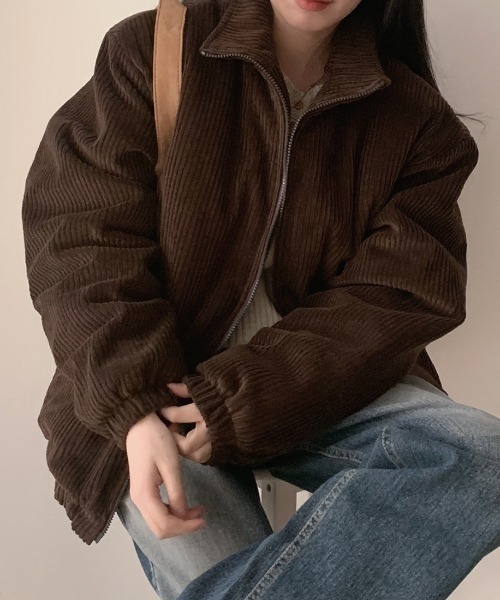 emi+（エミプラス）の「コーヂュロイ中綿ブルゾン（ブルゾン・レディース・ブラック/モカ・FREE）」の6枚目の写真