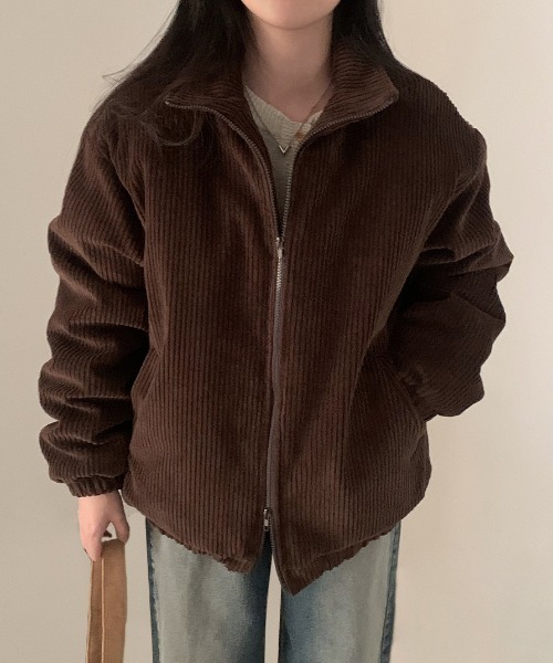 emi+（エミプラス）の「コーヂュロイ中綿ブルゾン（ブルゾン・レディース・ブラック/モカ・FREE）」の7枚目の写真