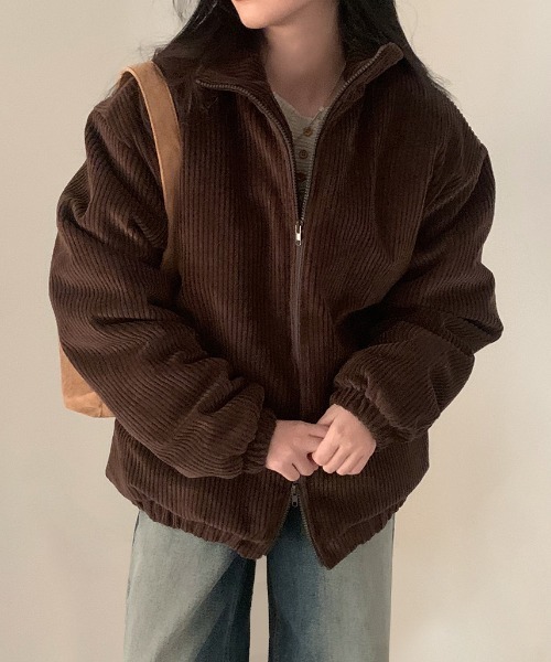 emi+（エミプラス）の「コーヂュロイ中綿ブルゾン（ブルゾン・レディース・ブラック/モカ・FREE）」の8枚目の写真