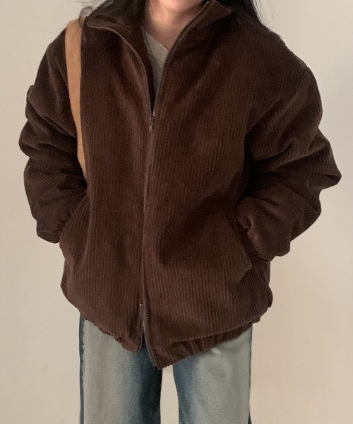 emi+（エミプラス）の「コーヂュロイ中綿ブルゾン（ブルゾン・レディース・ブラック/モカ・FREE）」の9枚目の写真