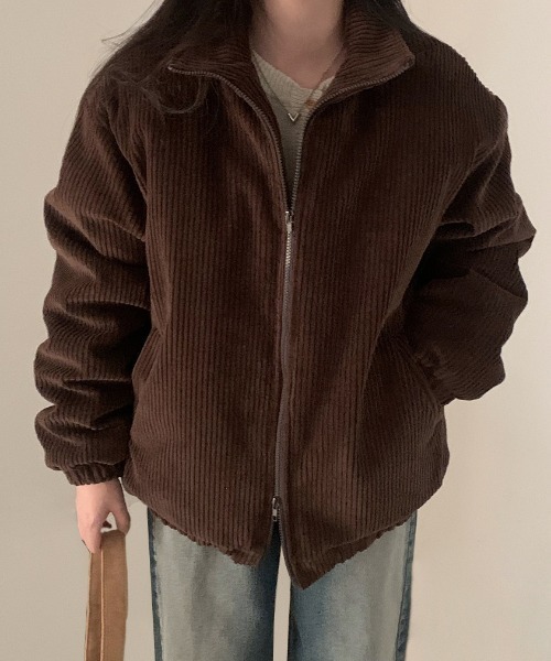 emi+（エミプラス）の「コーヂュロイ中綿ブルゾン（ブルゾン・レディース・ブラック/モカ・FREE）」の11枚目の写真