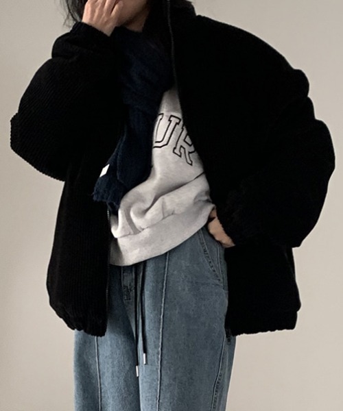 emi+（エミプラス）の「コーヂュロイ中綿ブルゾン（ブルゾン・レディース・ブラック/モカ・FREE）」の15枚目の写真