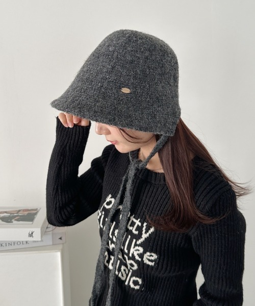 CLEA（クレア）の「紐付きウールライクバケットハット（ハット・レディース・チャコールグレー/グレー/ブラック/アイボリー/モカ・FREE）」の3枚目の写真