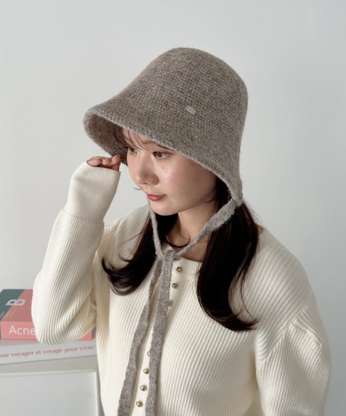 CLEA（クレア）の「紐付きウールライクバケットハット（ハット・レディース・チャコールグレー/グレー/ブラック/アイボリー/モカ・FREE）」の5枚目の写真
