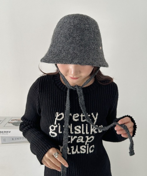 CLEA（クレア）の「紐付きウールライクバケットハット（ハット・レディース・チャコールグレー/グレー/ブラック/アイボリー/モカ・FREE）」の18枚目の写真