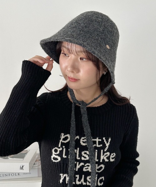 CLEA（クレア）の「紐付きウールライクバケットハット（ハット・レディース・チャコールグレー/グレー/ブラック/アイボリー/モカ・FREE）」の20枚目の写真