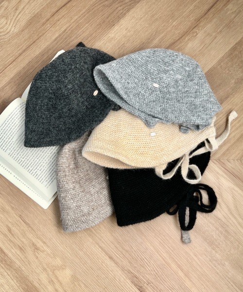 CLEA（クレア）の「紐付きウールライクバケットハット（ハット・レディース・チャコールグレー/グレー/ブラック/アイボリー/モカ・FREE）」の6枚目の写真