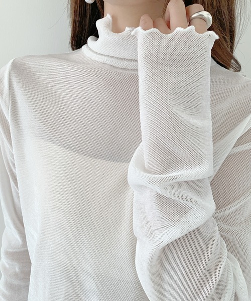 by LEGNA(バイレグナ)の「シアーフロッキーベロア見えメロートップス(Tシャツ/カットソー・レディース・ブラック/ベージュ/ダークグレー/ホワイト/ブラウン・MEDIUM/LARGE)」の17枚目の写真