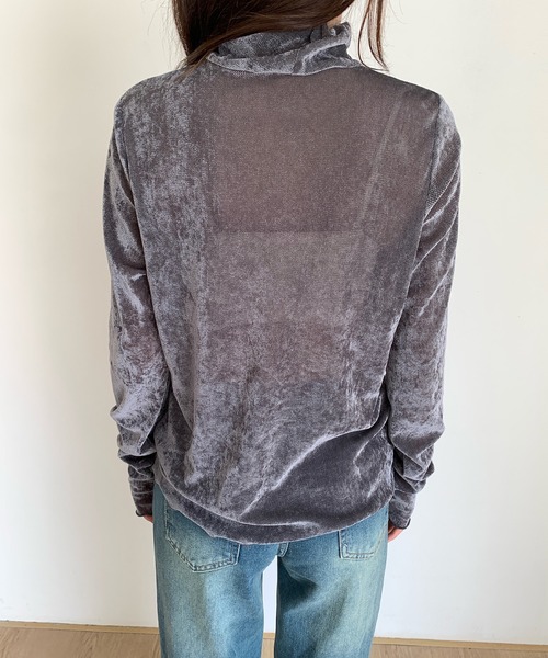by LEGNA(バイレグナ)の「シアーフロッキーベロア見えメロートップス(Tシャツ/カットソー・レディース・ブラック/ベージュ/ダークグレー/ホワイト/ブラウン・MEDIUM/LARGE)」の22枚目の写真