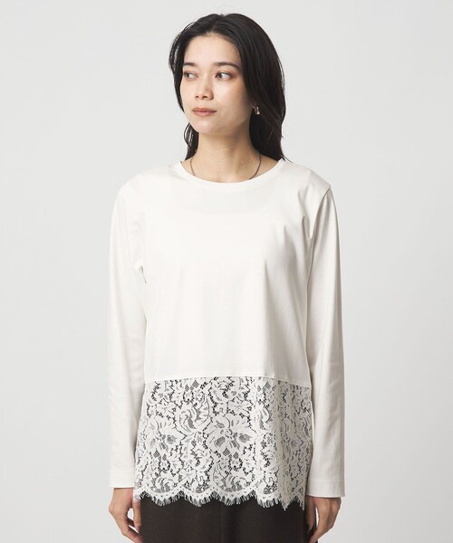 green label relaxing(グリーンレーベルリラクシング)の「スソ レース プルオーバー(Tシャツ/カットソー・レディース・オフホワイト/ブラック・FREE)」の20枚目の写真