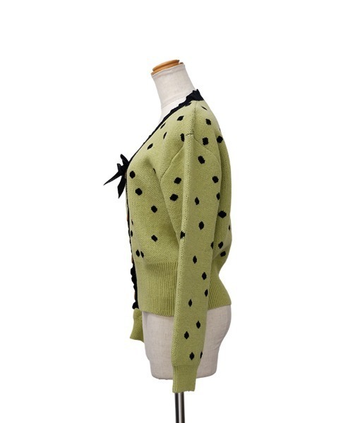 CLOTHY(クロシィ)の「【ドット×リボン×スカラップ】リボンドットカーディガン(カーディガン/ボレロ・レディース・グリーン・FREE)」の12枚目の写真