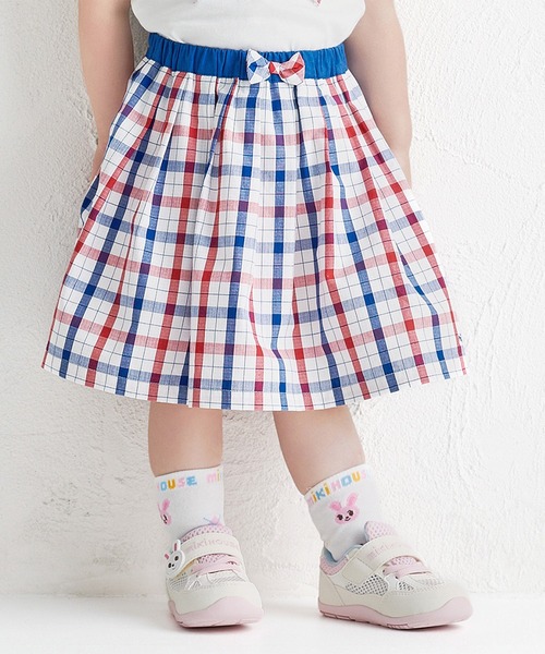 MIKI HOUSE(ミキハウス)の「トリコロール チェックスカート(スカート・キッズ・レッド系その他・L(140-150cm)/M(120-130cm)/S(100-110cm)/SS(80-90cm))」の1枚目の写真
