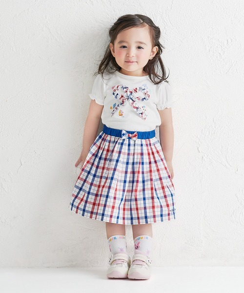 MIKI HOUSE(ミキハウス)の「トリコロール チェックスカート(スカート・キッズ・レッド系その他・L(140-150cm)/M(120-130cm)/S(100-110cm)/SS(80-90cm))」の2枚目の写真