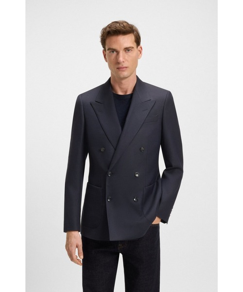 BOSS(ボス)の「BECKHAM x BOSS ダブルブレストブレザー ストレッチウール(テーラードジャケット・メンズ・ダークブルー・56/54/52/44/46/50/48)」の1枚目の写真