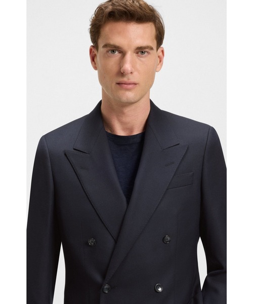 BOSS(ボス)の「BECKHAM x BOSS ダブルブレストブレザー ストレッチウール(テーラードジャケット・メンズ・ダークブルー・56/54/52/44/46/50/48)」の2枚目の写真
