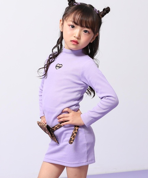 ANAP kids（アナップキッズ）の「レオパード柄ベルトポーチ付 テレコリブワンピース（ワンピース・キッズ・ラベンダー/ブラック・110/120/130）」の7枚目の写真