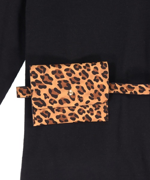 ANAP kids（アナップキッズ）の「レオパード柄ベルトポーチ付 テレコリブワンピース（ワンピース・キッズ・ラベンダー/ブラック・110/120/130）」の18枚目の写真