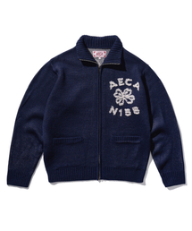 AECA（エイカ）の「AECA FLOWER BOUCLE ZIP UP KNIT-NAVY（カーディガン/ボレロ）」