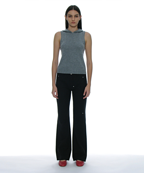 PARTIMENTO WOMEN(パルティメントウィメン)の「スタッドフードパーカーニットトップ_メランジ(ニット/セーター・レディース・その他・SMALL/MEDIUM)」の2枚目の写真