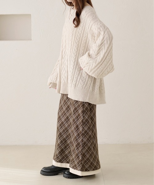 apres jour clair（アプレジュールクレア）の「【apres jour clair】チェックレイヤードスカート（スカート・レディース・オリーブ/ブラウン系その他・X-LARGE/フリー）」の2枚目の写真
