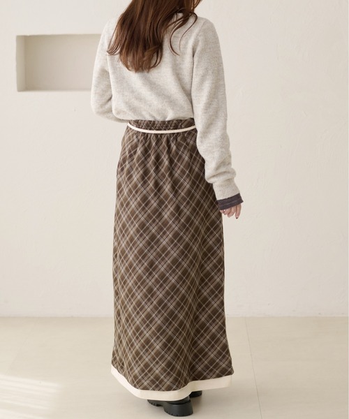 apres jour clair（アプレジュールクレア）の「【apres jour clair】チェックレイヤードスカート（スカート・レディース・オリーブ/ブラウン系その他・X-LARGE/フリー）」の7枚目の写真
