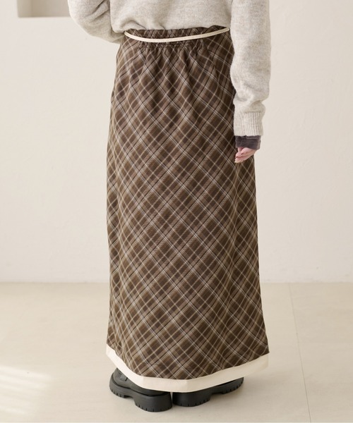 apres jour clair（アプレジュールクレア）の「【apres jour clair】チェックレイヤードスカート（スカート・レディース・オリーブ/ブラウン系その他・X-LARGE/フリー）」の9枚目の写真