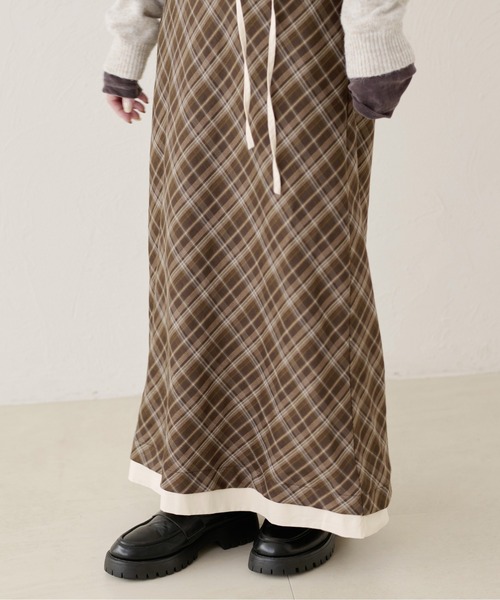 apres jour clair（アプレジュールクレア）の「【apres jour clair】チェックレイヤードスカート（スカート・レディース・オリーブ/ブラウン系その他・X-LARGE/フリー）」の11枚目の写真