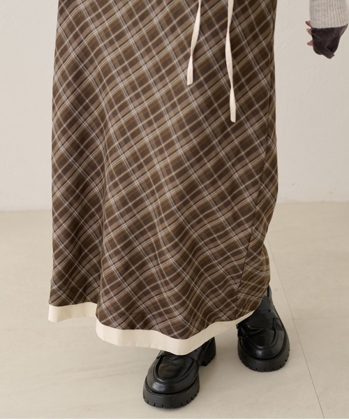 apres jour clair（アプレジュールクレア）の「【apres jour clair】チェックレイヤードスカート（スカート・レディース・オリーブ/ブラウン系その他・X-LARGE/フリー）」の12枚目の写真