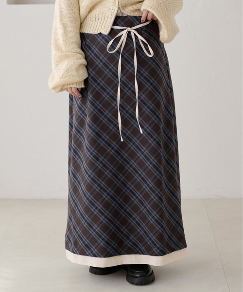 apres jour clair（アプレジュールクレア）の「【apres jour clair】チェックレイヤードスカート（スカート・レディース・オリーブ/ブラウン系その他・X-LARGE/フリー）」の13枚目の写真
