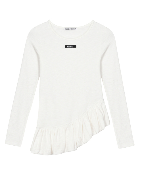 NICK&NICOLE（ニックアンドニコール）の「RUFFLE LABEL LONG SLEEVE TOP_IVORY（Tシャツ/カットソー・レディース・その他・FREE）」の4枚目の写真