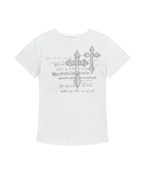 AAKAM（アーカム）の「Laced CROS2 Patch Half Top (White)（Tシャツ/カットソー・レディース・その他・1/2）」の7枚目の写真
