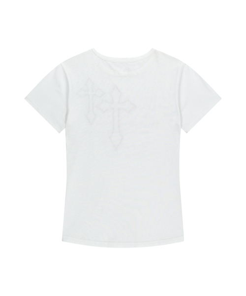 AAKAM（アーカム）の「Laced CROS2 Patch Half Top (White)（Tシャツ/カットソー・レディース・その他・1/2）」の8枚目の写真