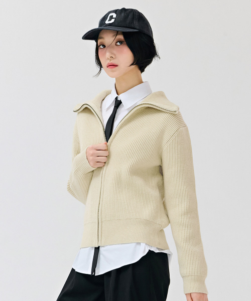 CHASECULT（チェイスカルト）の「レディース カラー ジップアップ スウェット - ベージュ（カーディガン/ボレロ・レディース・Beige・85/90）」の2枚目の写真